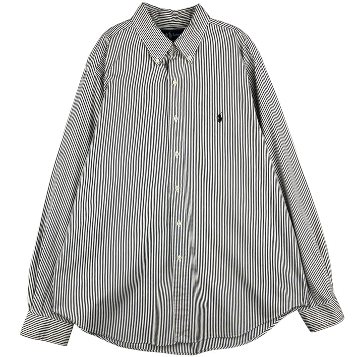 Ralph Lauren Classic Fit Long Sleeve Button Down Striped Shirt Men's XL cotton black type Vintage Second Hand
