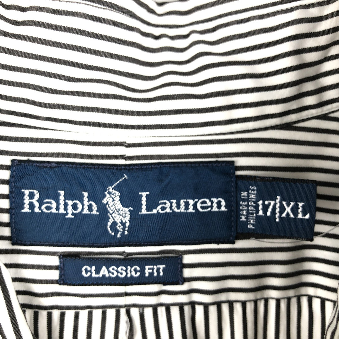 Ralph Lauren Classic Fit Long Sleeve Button Down Striped Shirt Men's XL cotton black type Vintage Second Hand