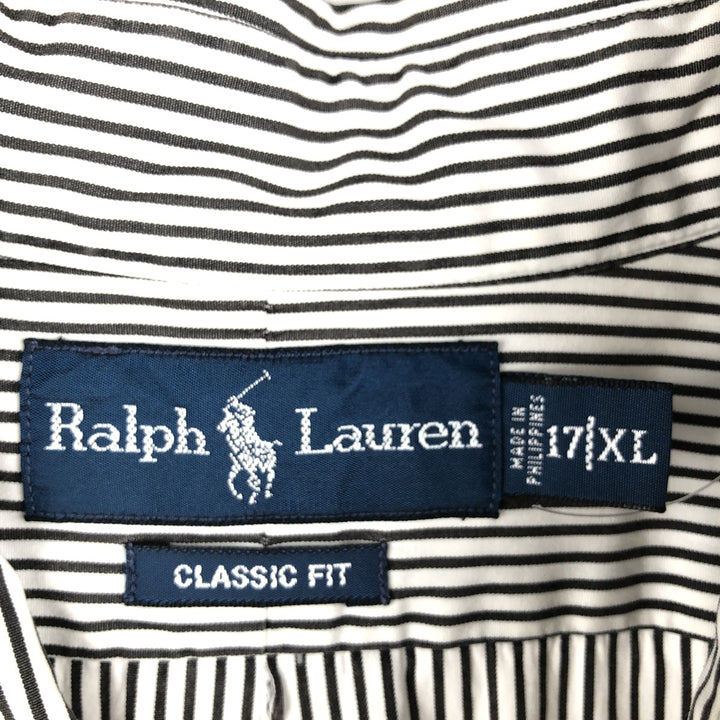 Ralph Lauren Classic Fit Long Sleeve Button Down Striped Shirt Men's XL cotton black type Vintage Second Hand