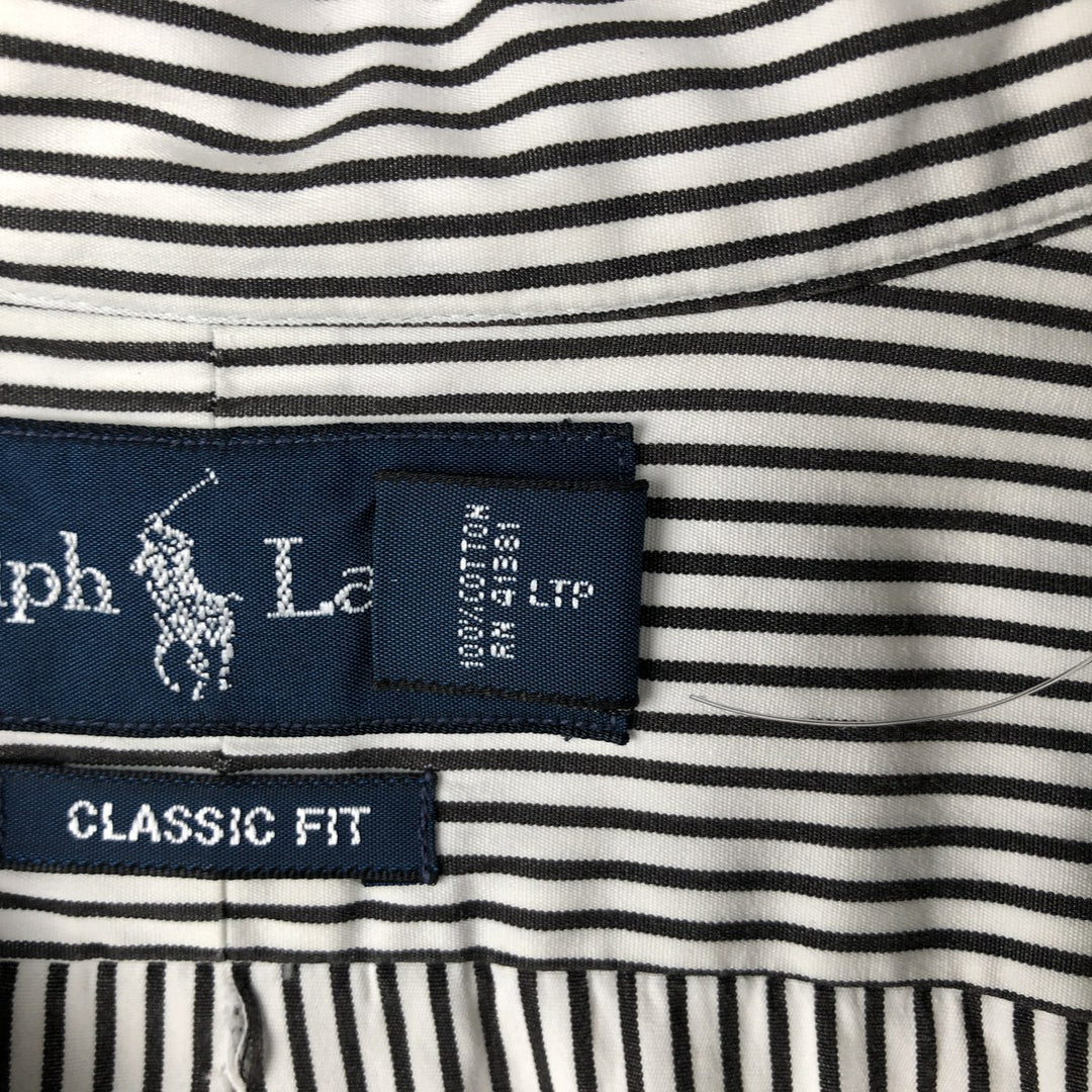 Ralph Lauren Classic Fit Long Sleeve Button Down Striped Shirt Men's XL cotton black type Vintage Second Hand
