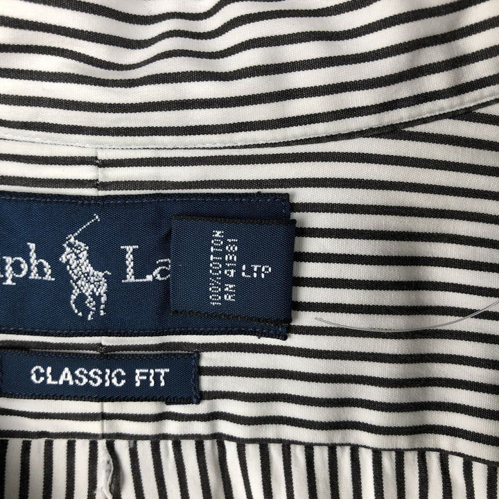 Ralph Lauren Classic Fit Long Sleeve Button Down Striped Shirt Men's XL cotton black type Vintage Second Hand