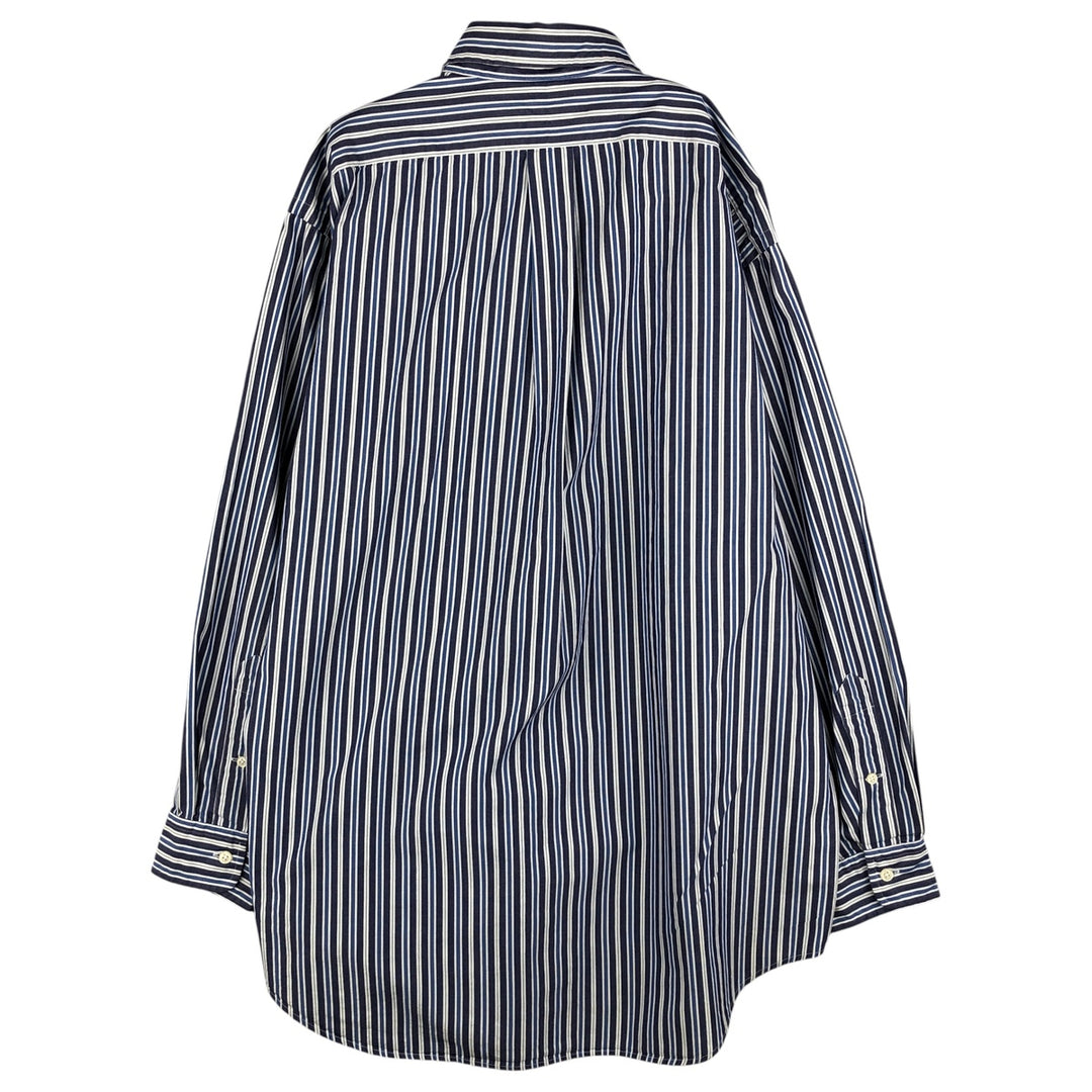 Ralph Lauren YARMOUTH Long Sleeve Button-Down Striped Shirt, Men's Size L cotton navy blue type Vintage Second Hand