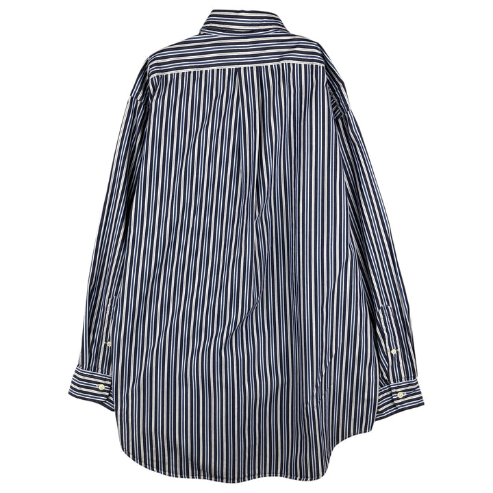 Ralph Lauren YARMOUTH Long Sleeve Button-Down Striped Shirt, Men's Size L cotton navy blue type Vintage Second Hand