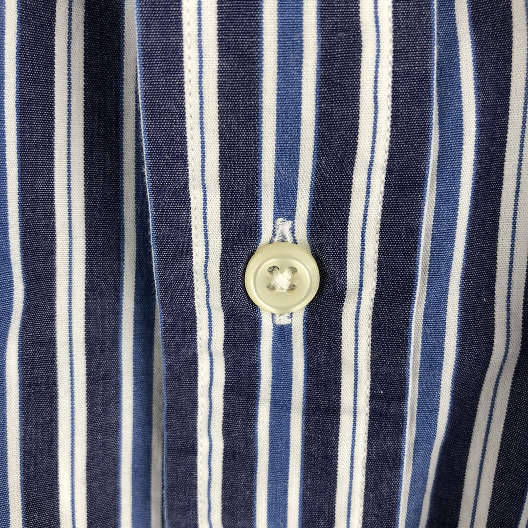 Ralph Lauren YARMOUTH Long Sleeve Button-Down Striped Shirt, Men's Size L cotton navy blue type Vintage Second Hand