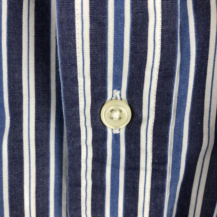 Ralph Lauren YARMOUTH Long Sleeve Button-Down Striped Shirt, Men's Size L cotton navy blue type Vintage Second Hand