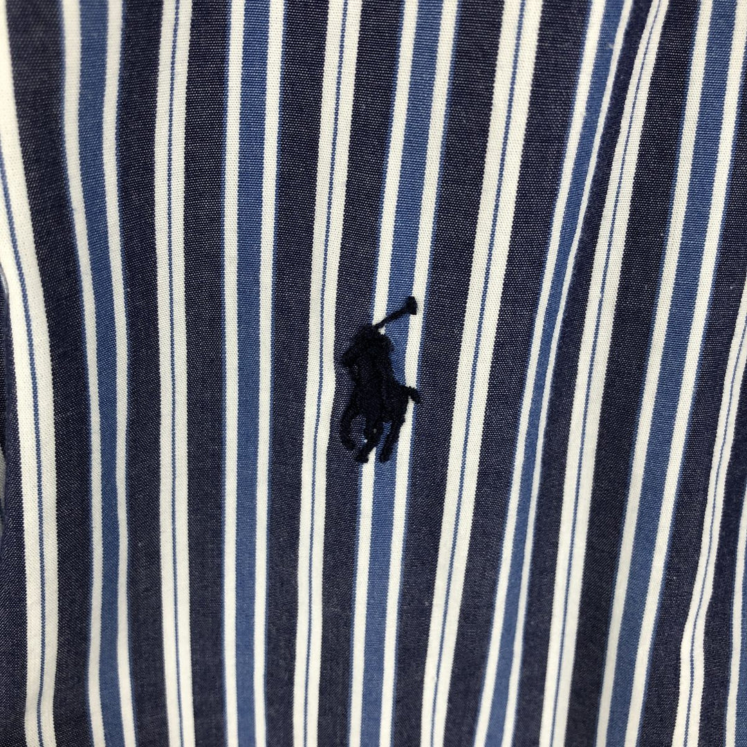 Ralph Lauren YARMOUTH Long Sleeve Button-Down Striped Shirt, Men's Size L cotton navy blue type Vintage Second Hand