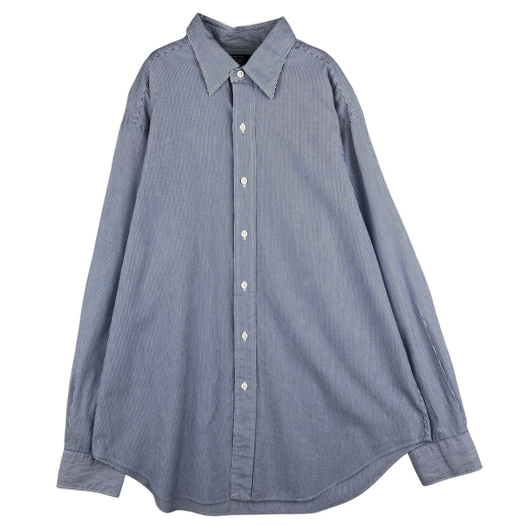 Ralph Lauren POLO by Ralph Lauren Lowell long-sleeved cotton striped shirt, men's size L cotton Navy blue Vintage Second Hand