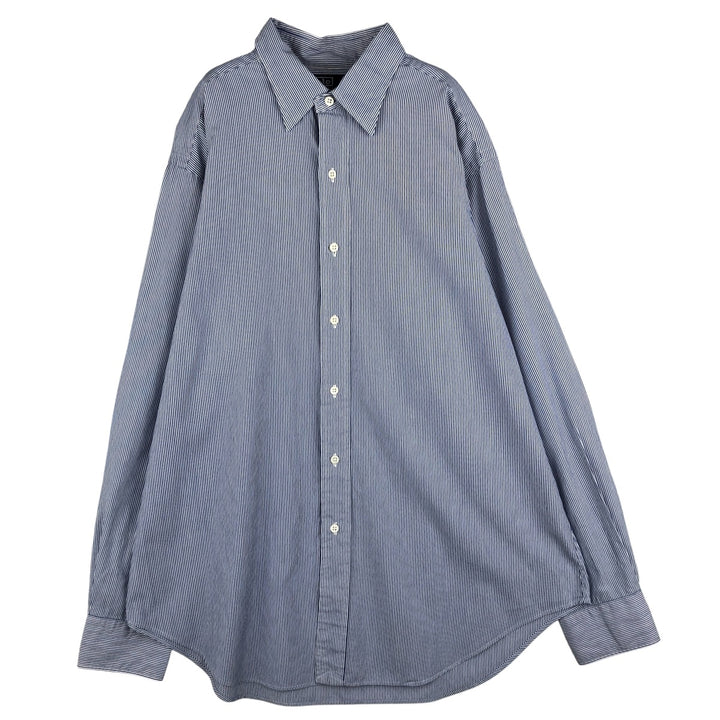 Ralph Lauren POLO by Ralph Lauren Lowell long-sleeved cotton striped shirt, men's size L cotton Navy blue Vintage Second Hand