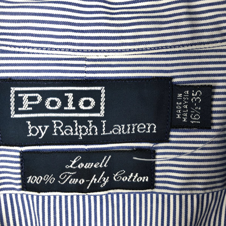 Ralph Lauren POLO by Ralph Lauren Lowell long-sleeved cotton striped shirt, men's size L cotton Navy blue Vintage Second Hand