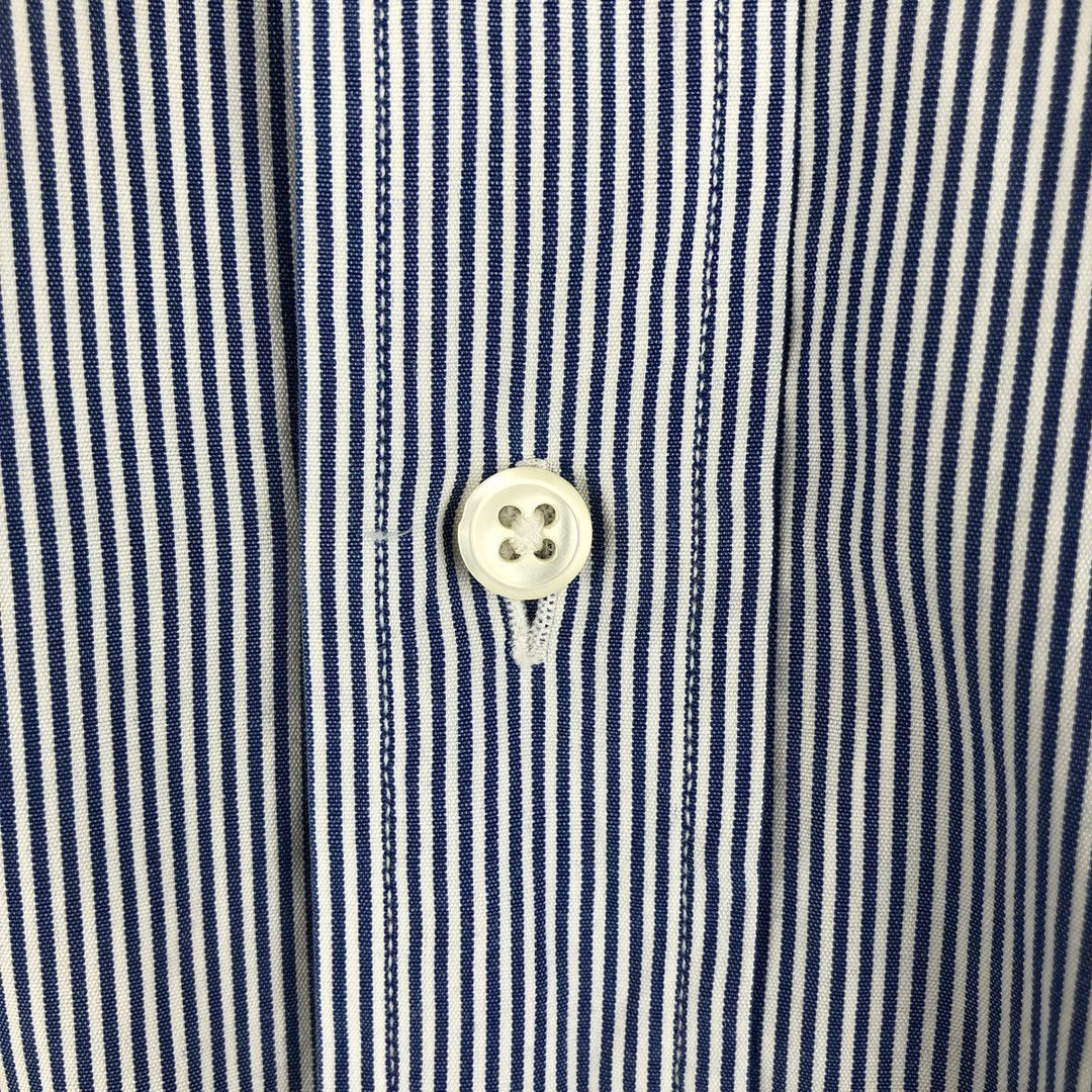 Ralph Lauren POLO by Ralph Lauren Lowell long-sleeved cotton striped shirt, men's size L cotton Navy blue Vintage Second Hand