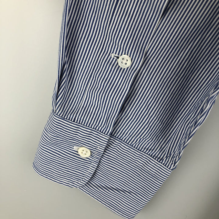 Ralph Lauren POLO by Ralph Lauren Lowell long-sleeved cotton striped shirt, men's size L cotton Navy blue Vintage Second Hand