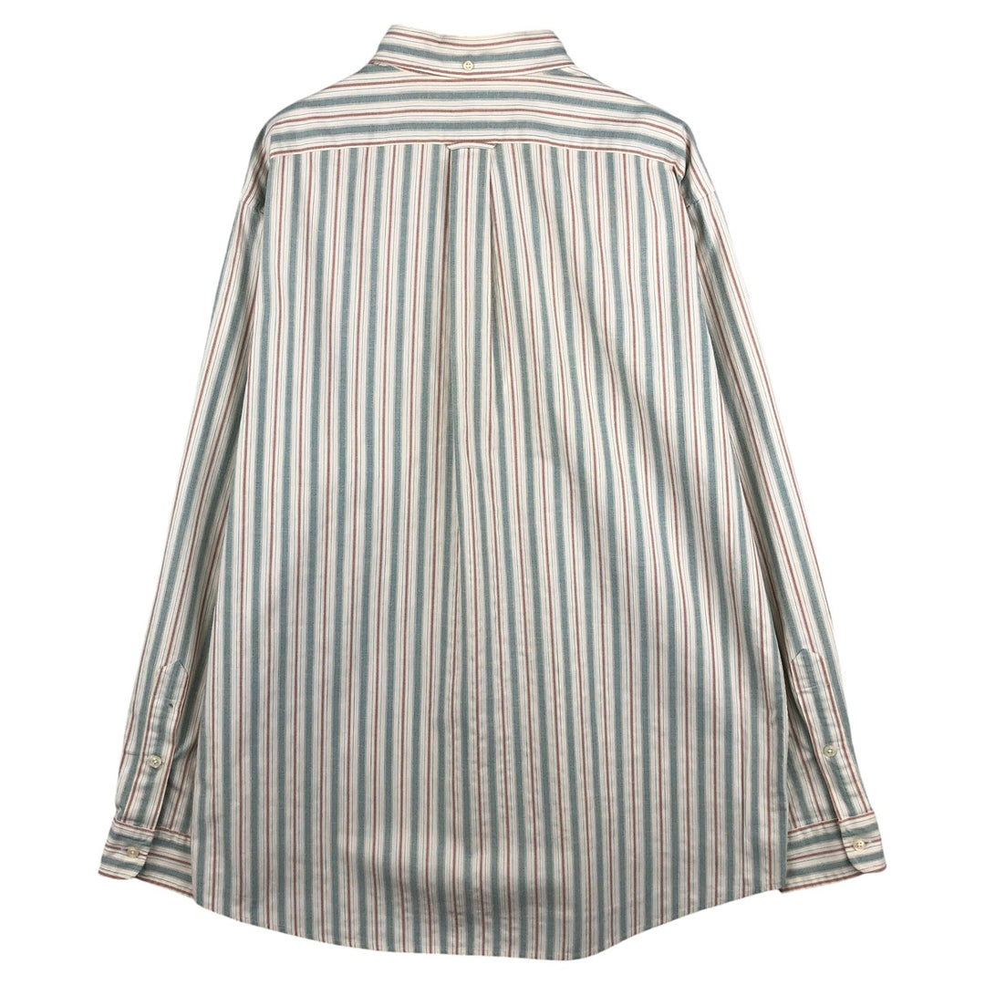 Ralph Lauren Vintage Button-Down Long Sleeve Striped Shirt, Men's Size L cotton Khaki type sage green Vintage Second Hand