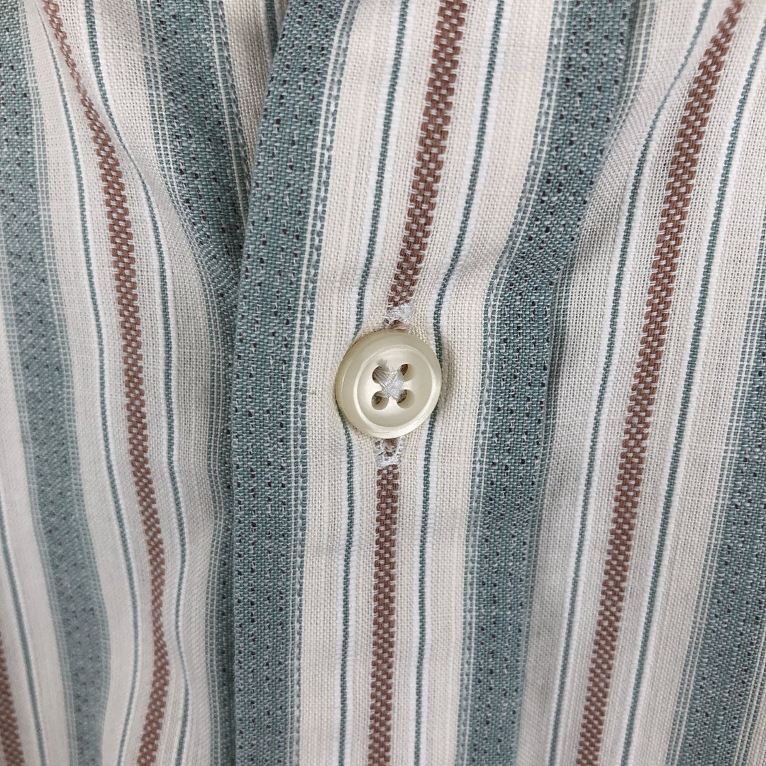 Ralph Lauren Vintage Button-Down Long Sleeve Striped Shirt, Men's Size L cotton Khaki type sage green Vintage Second Hand