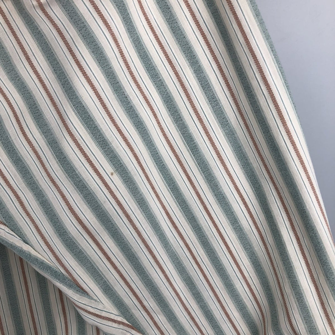 Ralph Lauren Vintage Button-Down Long Sleeve Striped Shirt, Men's Size L cotton Khaki type sage green Vintage Second Hand