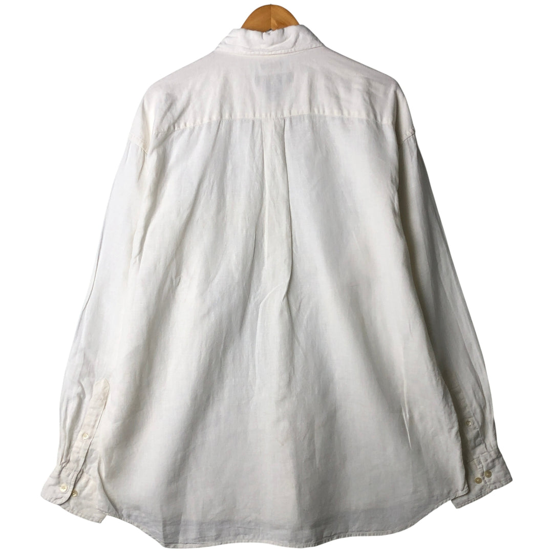 00'S Banana Republic long sleeve linen shirt, men's size L linen white type Vintage Second Hand