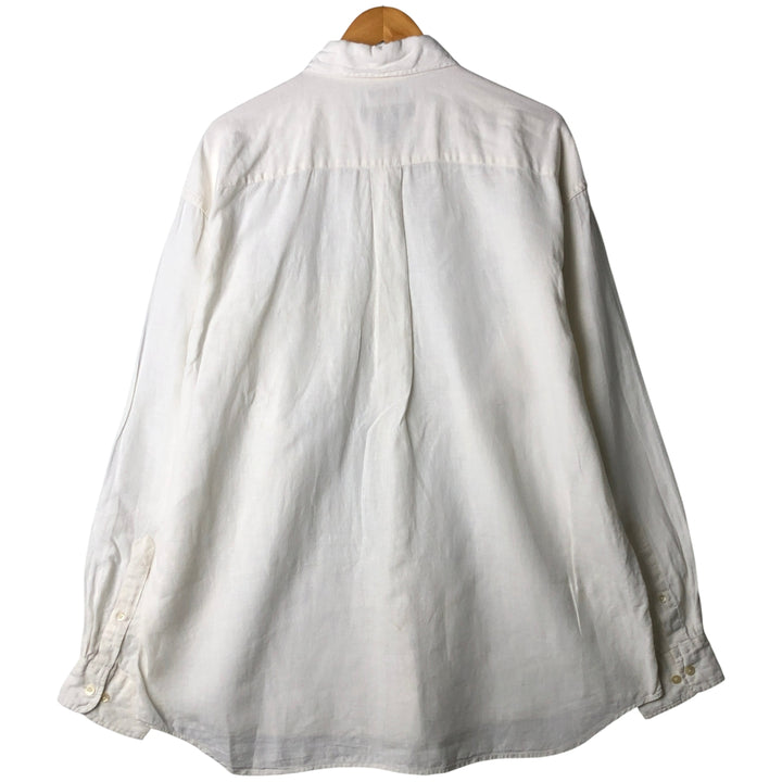 00'S Banana Republic long sleeve linen shirt, men's size L linen white type Vintage Second Hand