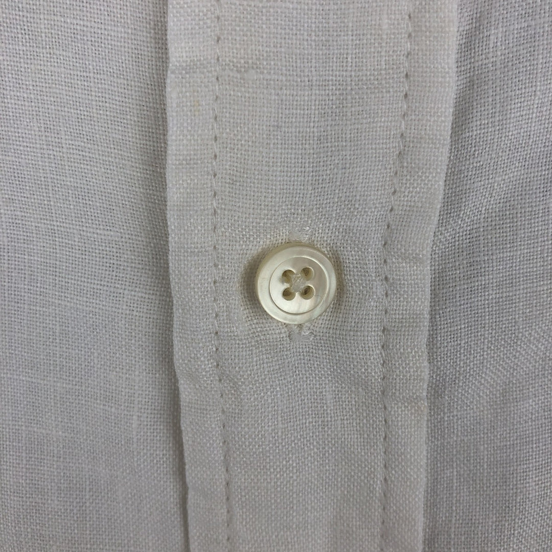 00'S Banana Republic long sleeve linen shirt, men's size L linen white type Vintage Second Hand