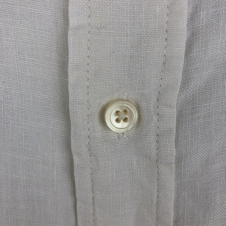 00'S Banana Republic long sleeve linen shirt, men's size L linen white type Vintage Second Hand