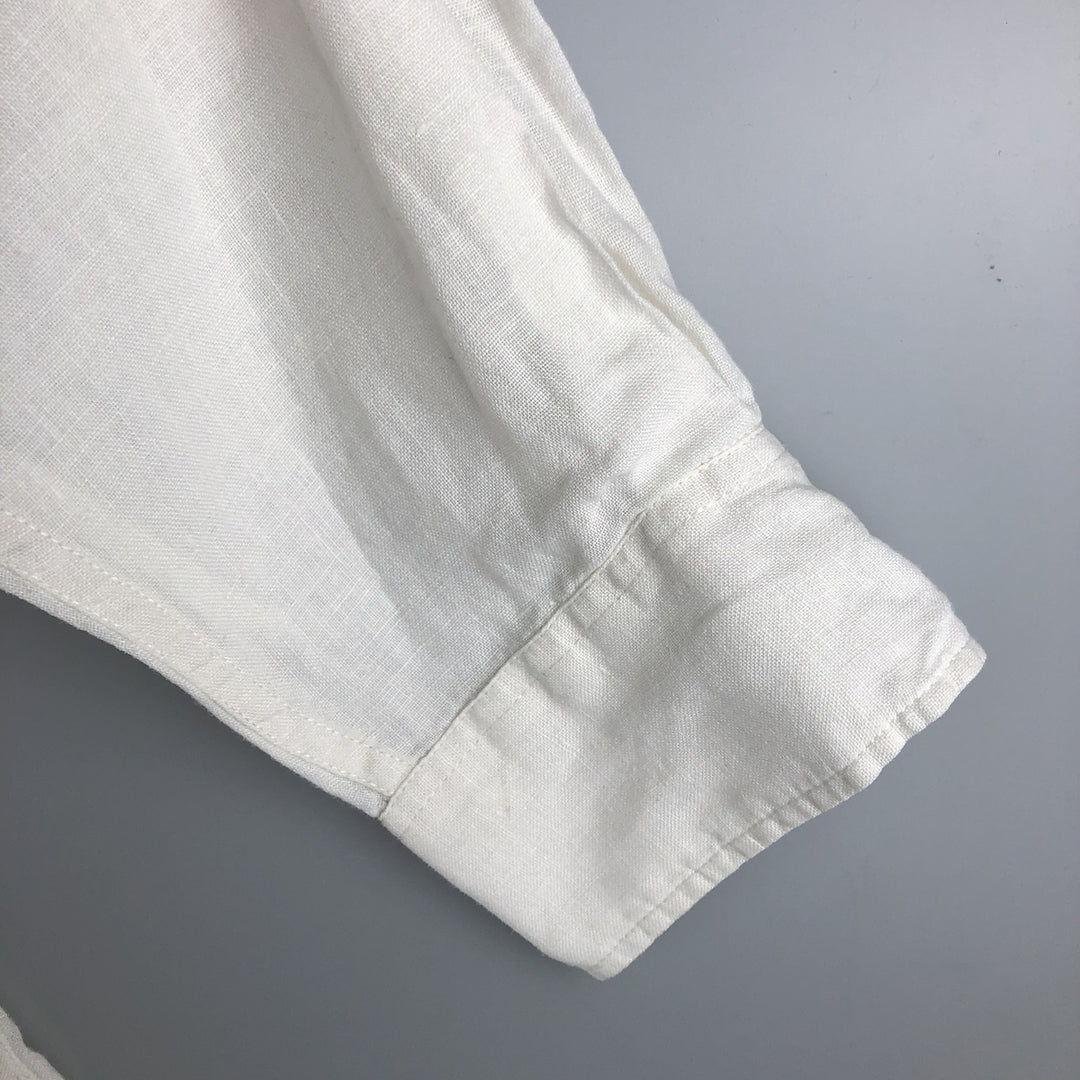 00'S Banana Republic long sleeve linen shirt, men's size L linen white type Vintage Second Hand