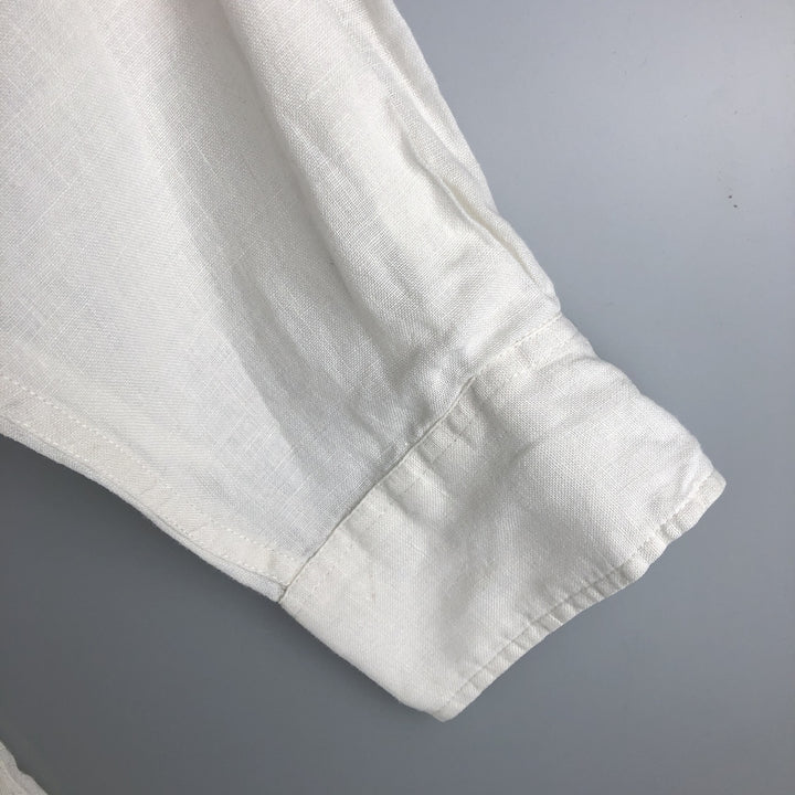 00'S Banana Republic long sleeve linen shirt, men's size L linen white type Vintage Second Hand