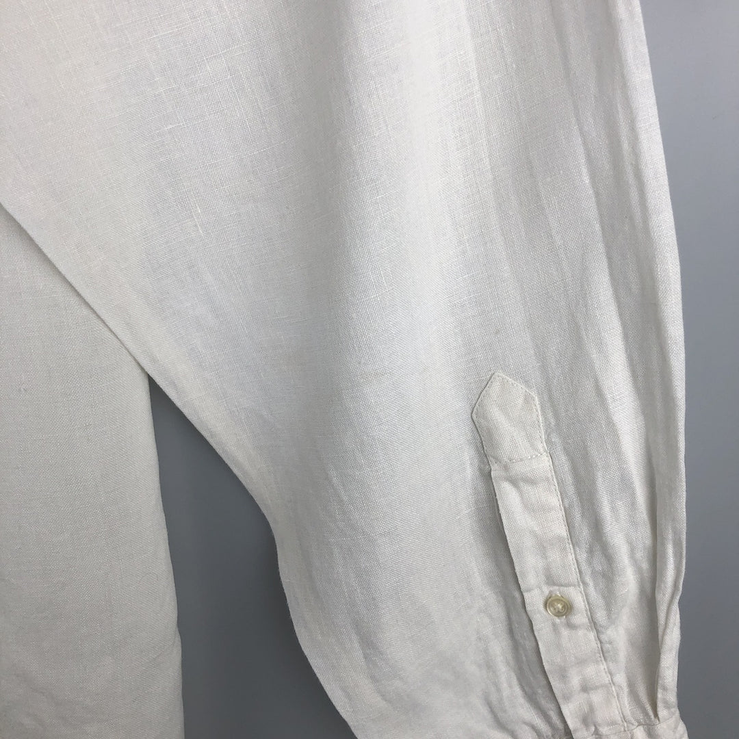 00'S Banana Republic long sleeve linen shirt, men's size L linen white type Vintage Second Hand