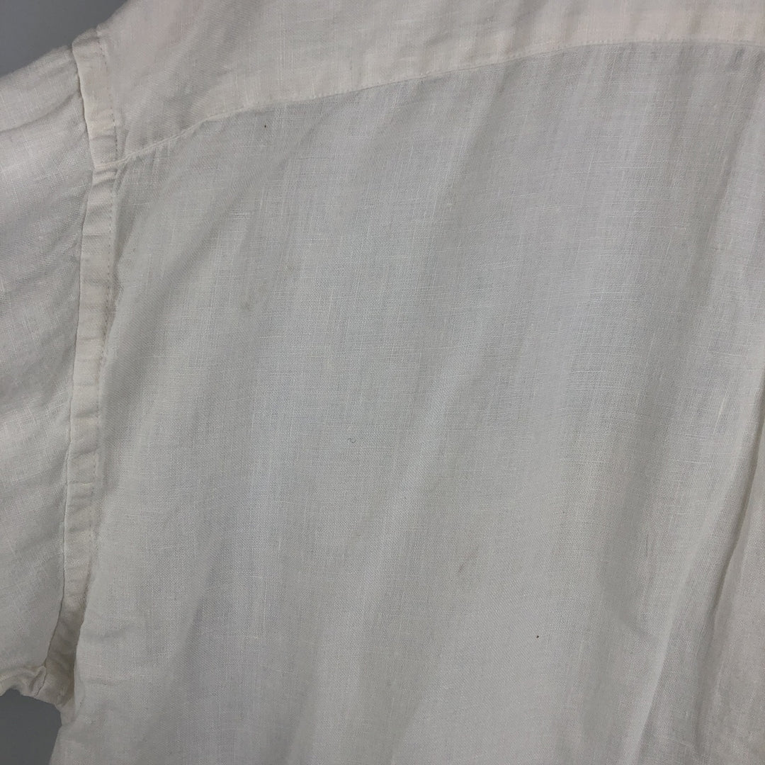 00'S Banana Republic long sleeve linen shirt, men's size L linen white type Vintage Second Hand