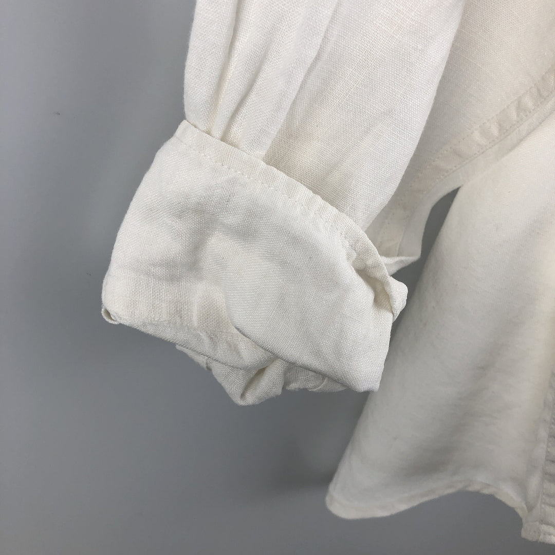 00'S Banana Republic long sleeve linen shirt, men's size L linen white type Vintage Second Hand