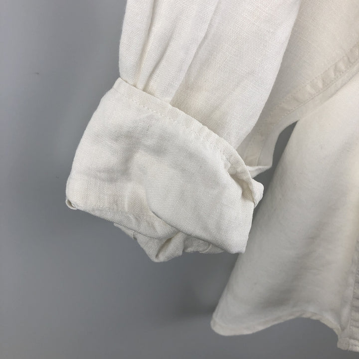 00'S Banana Republic long sleeve linen shirt, men's size L linen white type Vintage Second Hand