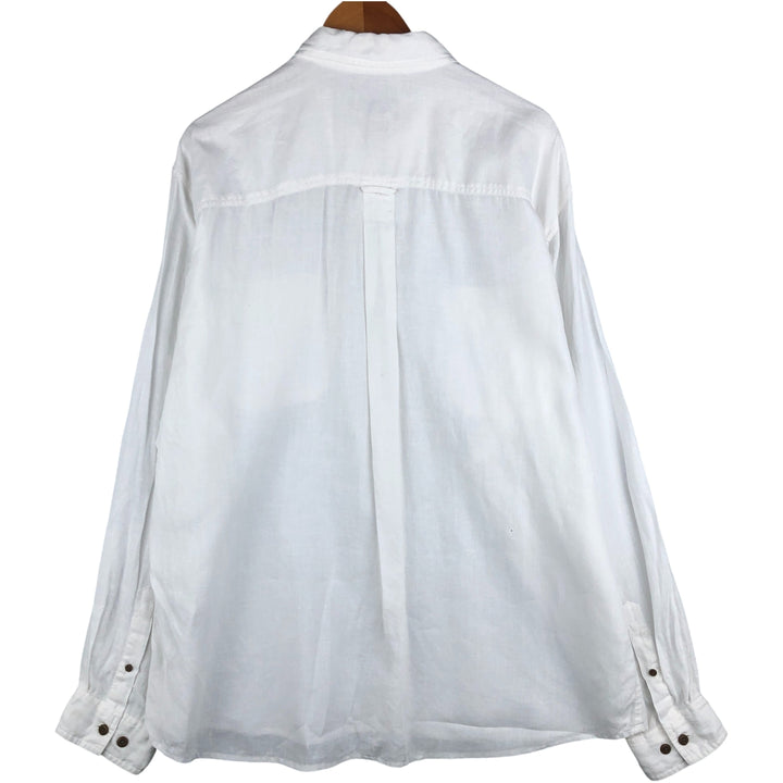Eddie Bauer Men's Long Sleeve Linen Shirt, Size XL linen white type Vintage Second Hand