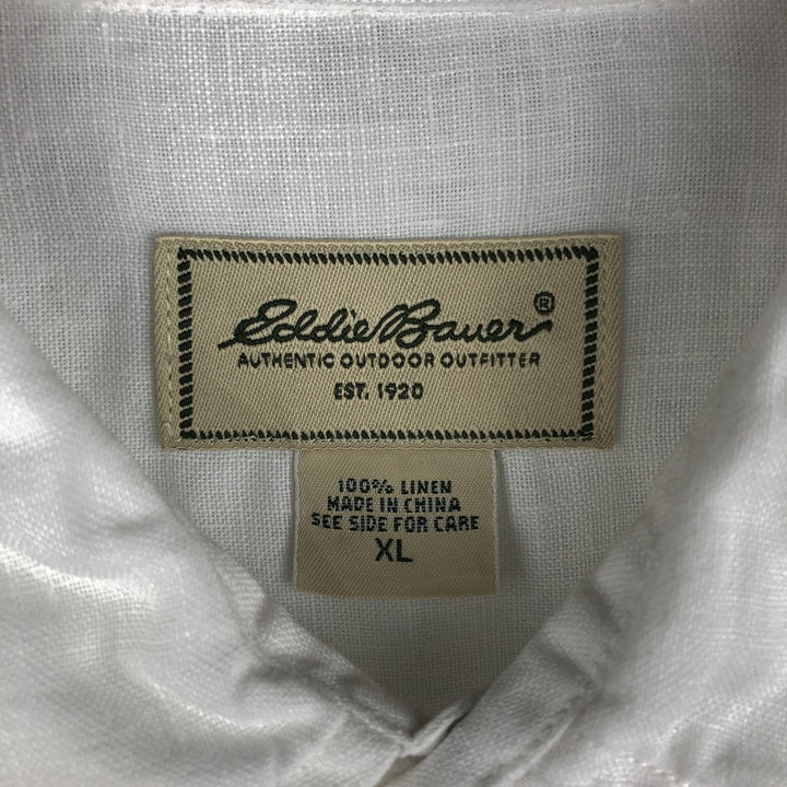 Eddie Bauer Men's Long Sleeve Linen Shirt, Size XL linen white type Vintage Second Hand