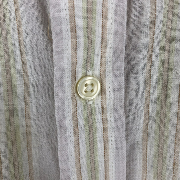Banana Republic Striped Pattern Long Sleeve Cotton and Linen Shirt, Men's Size L cotton Beige type Vintage Second Hand