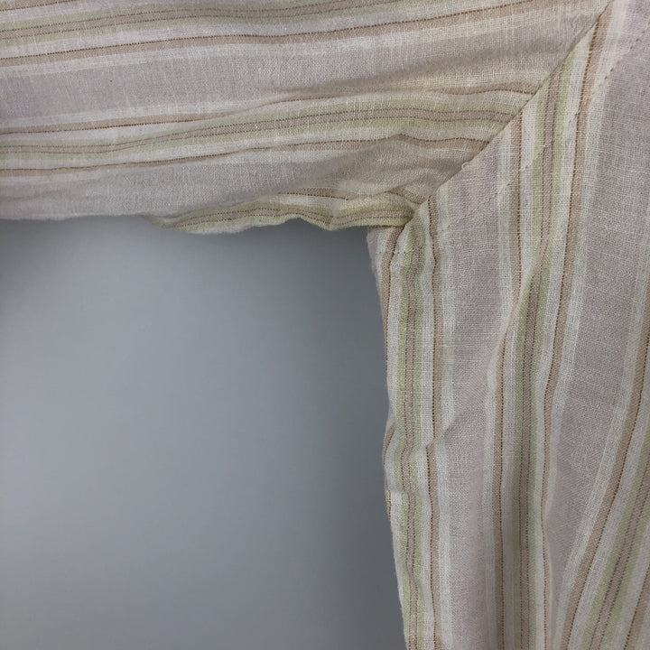 Banana Republic Striped Pattern Long Sleeve Cotton and Linen Shirt, Men's Size L cotton Beige type Vintage Second Hand