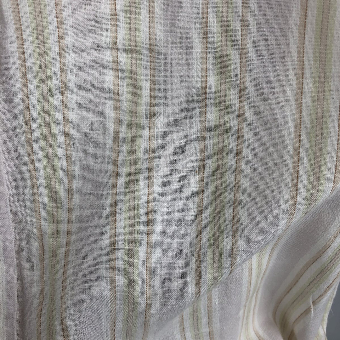 Banana Republic Striped Pattern Long Sleeve Cotton and Linen Shirt, Men's Size L cotton Beige type Vintage Second Hand