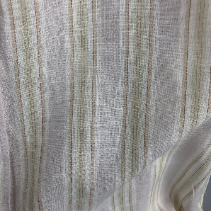 Banana Republic Striped Pattern Long Sleeve Cotton and Linen Shirt, Men's Size L cotton Beige type Vintage Second Hand