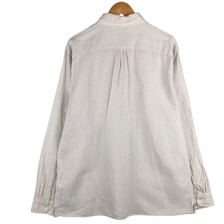 GAP Stripe Pattern Long Sleeve Linen and Cotton Shirt, Men's Size XL cotton white type Vintage Second Hand