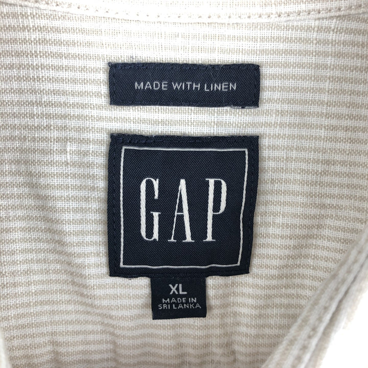 GAP Stripe Pattern Long Sleeve Linen and Cotton Shirt, Men's Size XL cotton white type Vintage Second Hand