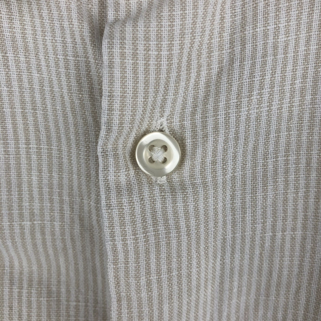 GAP Stripe Pattern Long Sleeve Linen and Cotton Shirt, Men's Size XL cotton white type Vintage Second Hand