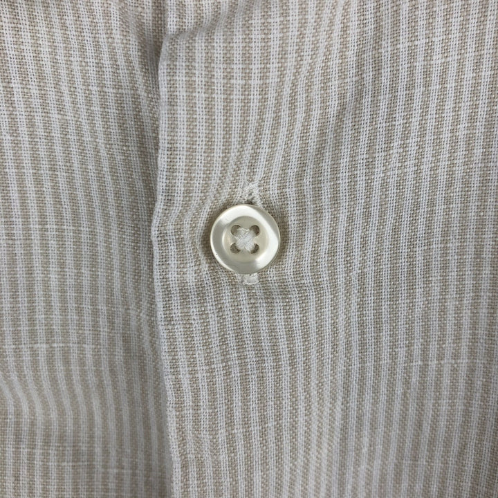 GAP Stripe Pattern Long Sleeve Linen and Cotton Shirt, Men's Size XL cotton white type Vintage Second Hand