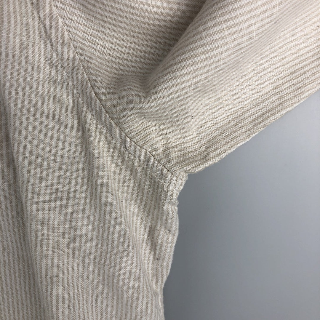 GAP Stripe Pattern Long Sleeve Linen and Cotton Shirt, Men's Size XL cotton white type Vintage Second Hand