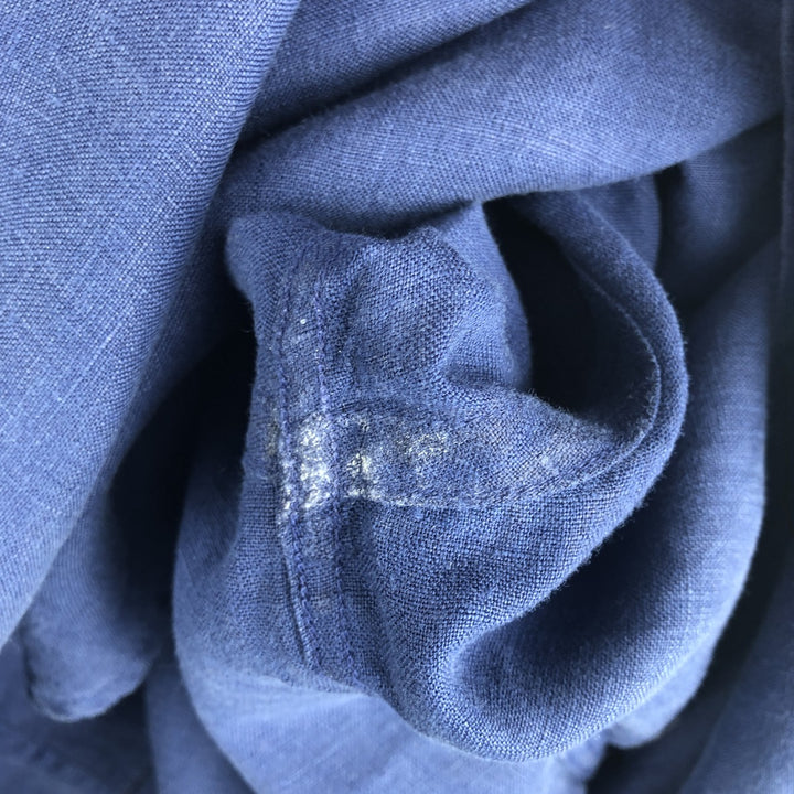 Lacoste Regular Fit Long Sleeve Linen Button-Down Shirt, Men's XXL linen Navy blue Vintage Second Hand