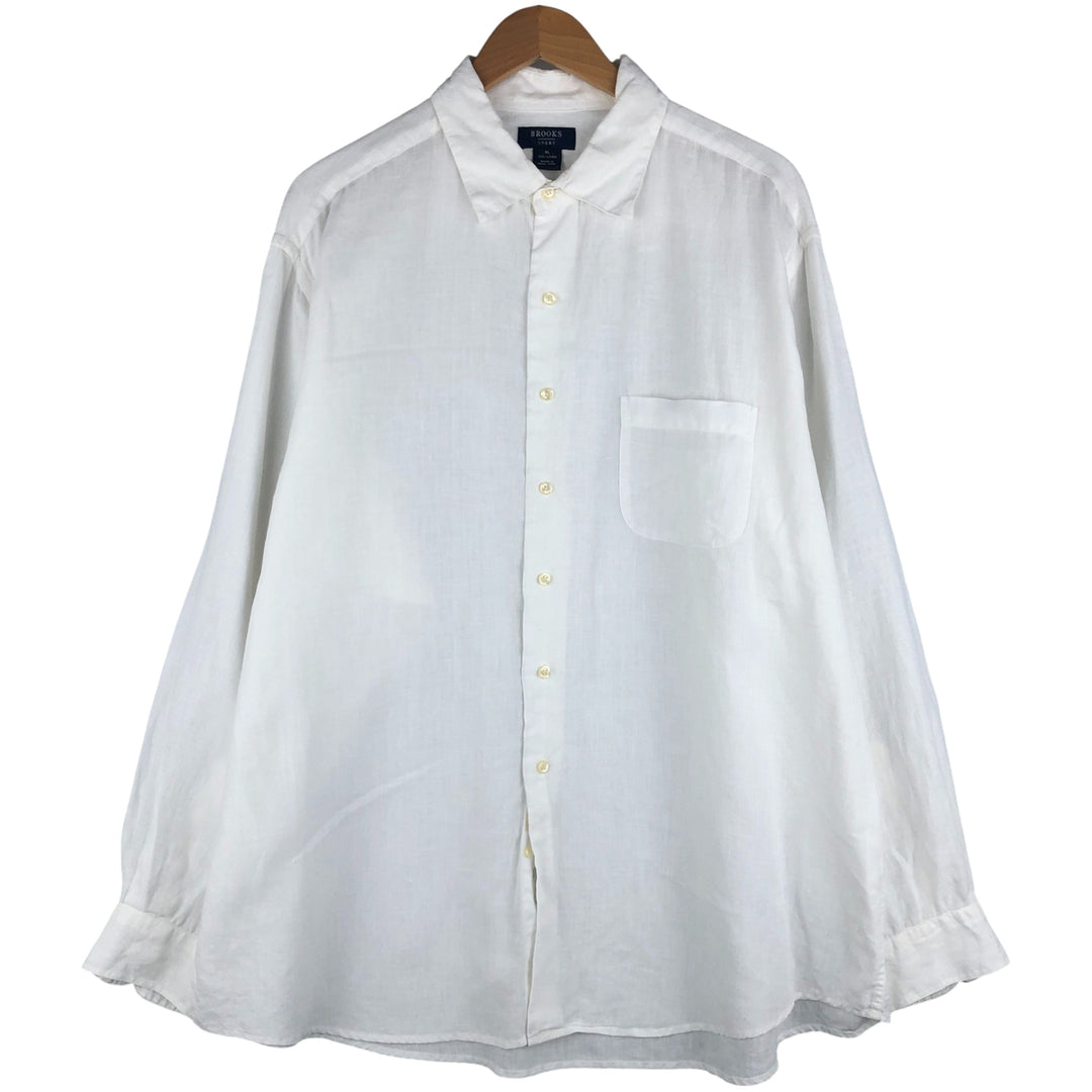 Brooks Brothers BROOKSSPORT Long Sleeve Linen Shirt, Men's Size XL linen white type Vintage Second Hand