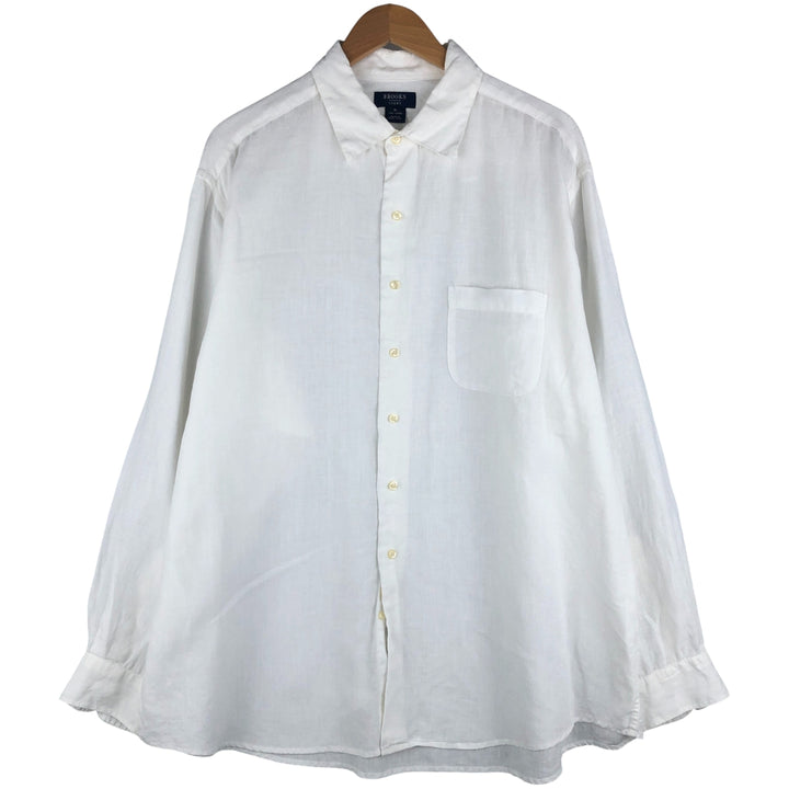 Brooks Brothers BROOKSSPORT Long Sleeve Linen Shirt, Men's Size XL linen white type Vintage Second Hand