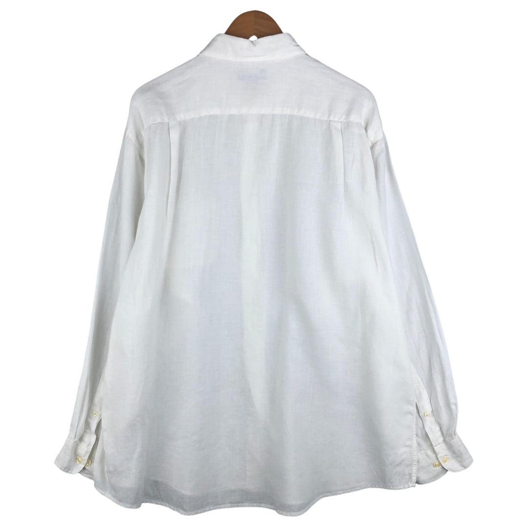 Brooks Brothers BROOKSSPORT Long Sleeve Linen Shirt, Men's Size XL linen white type Vintage Second Hand