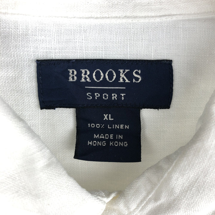 Brooks Brothers BROOKSSPORT Long Sleeve Linen Shirt, Men's Size XL linen white type Vintage Second Hand