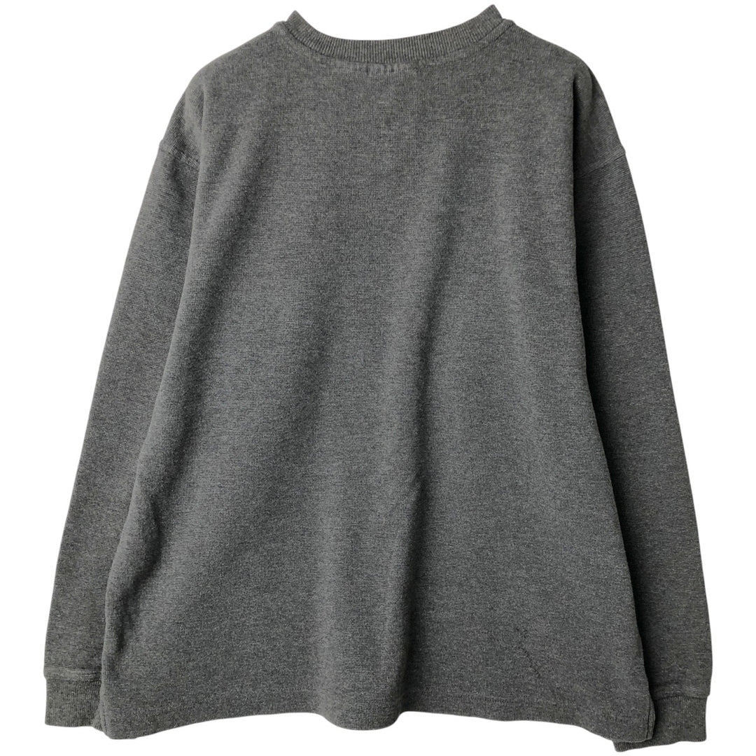 90s-00'S LLBean Waffle Henley T-Shirt, Men's Size L, Vintage cotton Charcoal Vintage Second Hand