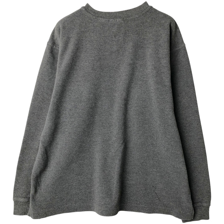 90s-00'S LLBean Waffle Henley T-Shirt, Men's Size L, Vintage cotton Charcoal Vintage Second Hand