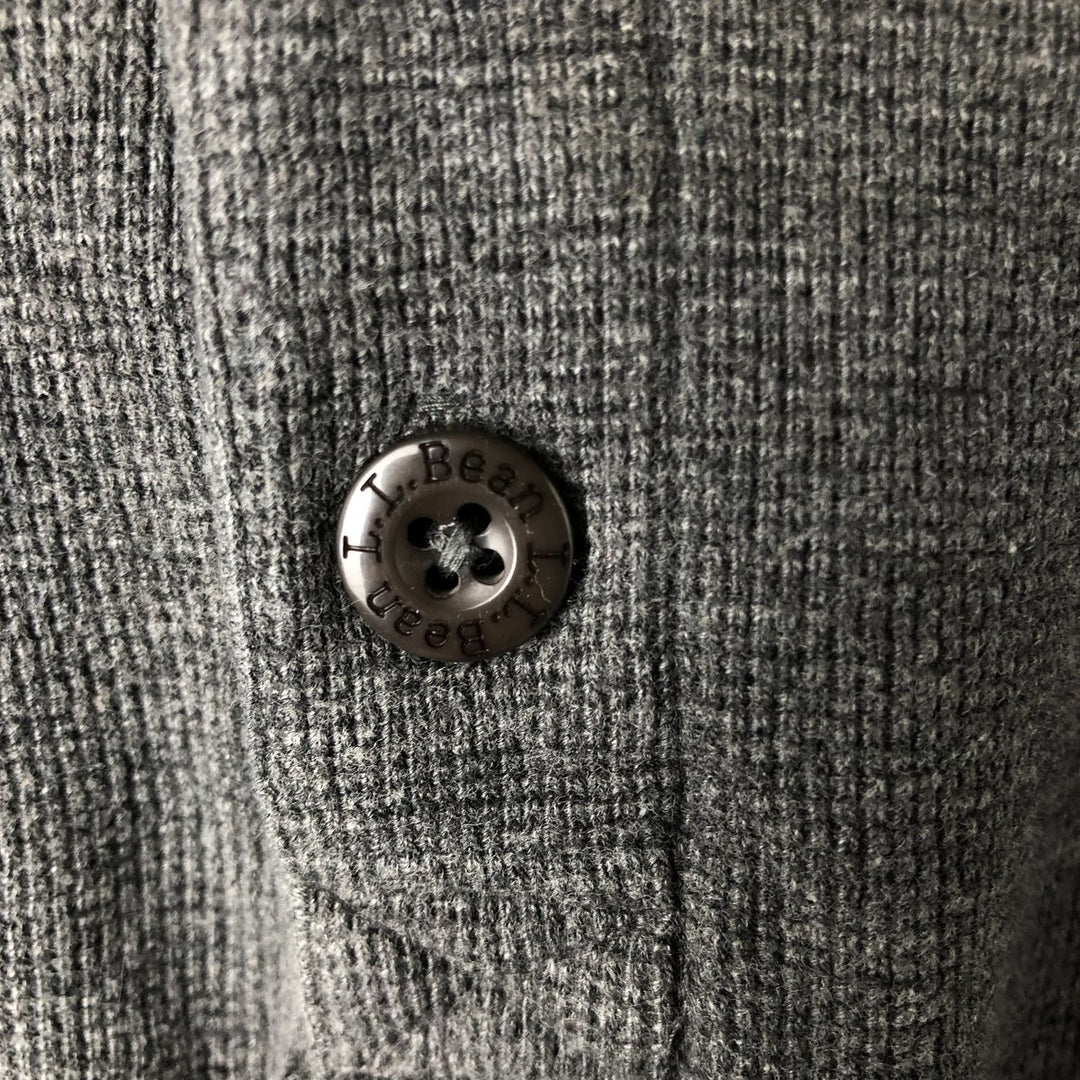 90s-00'S LLBean Waffle Henley T-Shirt, Men's Size L, Vintage cotton Charcoal Vintage Second Hand