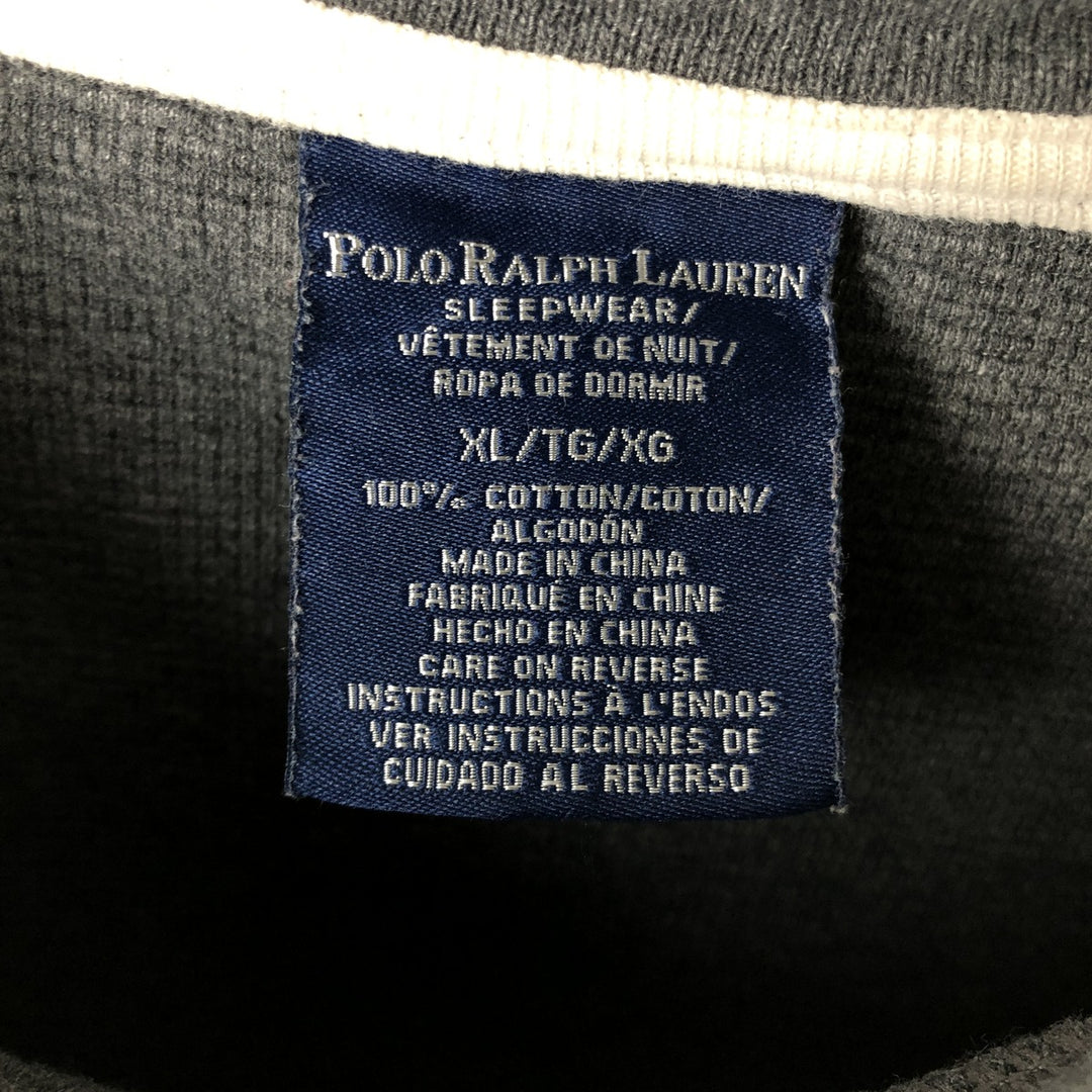 Ralph Lauren POLO RALPH LAUREN SLEEPWEAR Thermal Long T-shirt Waffle Men's XL cotton Charcoal Vintage Second Hand