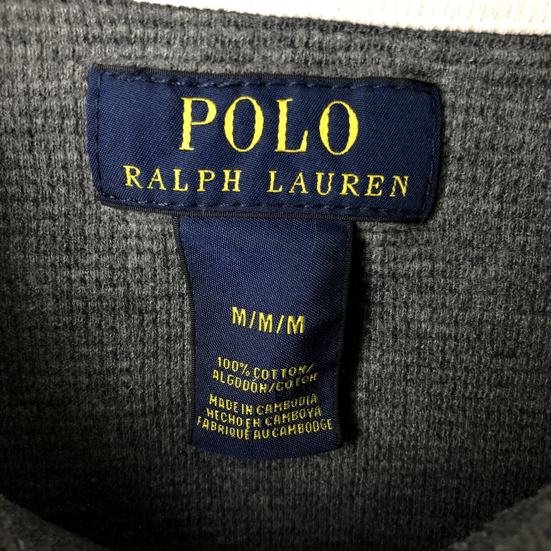 Ralph Lauren POLO RALPH LAUREN Thermal Long T-Shirt, Men's Size M cotton gray type Vintage Second Hand