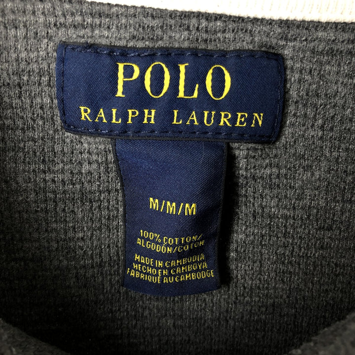 Ralph Lauren POLO RALPH LAUREN Thermal Long T-Shirt, Men's Size M cotton gray type Vintage Second Hand